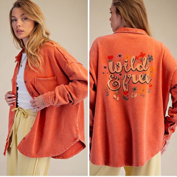 easel Jackets & Blazers - EASEL Wild & Free Women's Orange Jacket 🪶 Another Good Easel Shacket !
